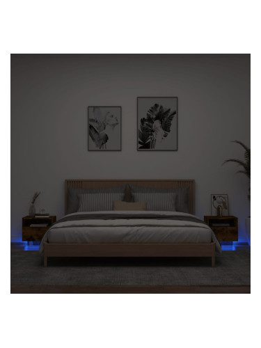Sonata H Нощни шкафчета с LED осветление, 2 бр, опушен дъб, 40x39x37 см