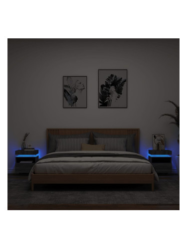 Sonata H Нощни шкафчета с LED осветление, 2 бр, сив сонома, 40x39x48,5см