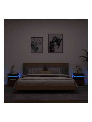 Sonata H Нощни шкафчета с LED осветление, 2 бр, кафяв дъб, 40x39x48,5 см