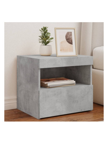 Sonata H Нощно шкафче с LED осветление, бетонно сив, 50x40x45 см