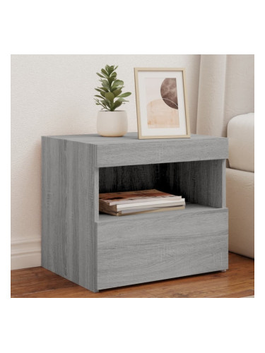 Sonata H Нощни шкафчета с LED осветление, 2 бр, сив сонома, 50x40x45 см