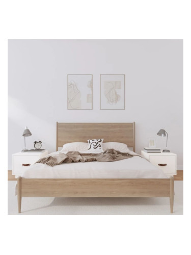 Sonata H Нощни шкафчета, 2 бр, бели, 40x34x35 см, борово дърво масив