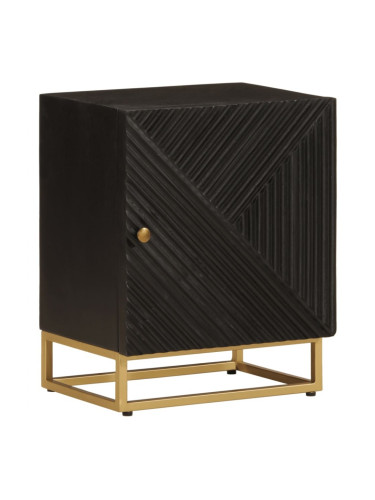 Sonata H Нощно шкафче, черно, 40x30x50 см, мангово дърво масив и желязо