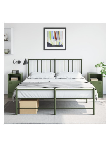 Sonata H Нощни шкафчета 2 бр маслиненозелени 34,5x39x62 см стомана