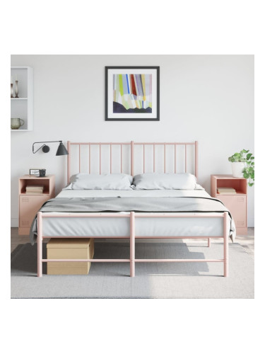 Sonata H Нощни шкафчета, 2 бр, розови, 34,5x39x62 см, стомана