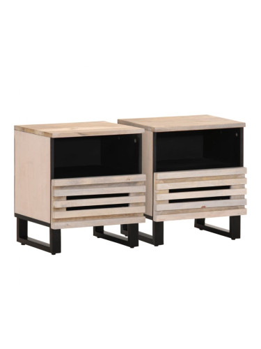 Sonata H Нощни шкафчета, 2 бр, 40x34x46 см, избелено мангово дърво масив