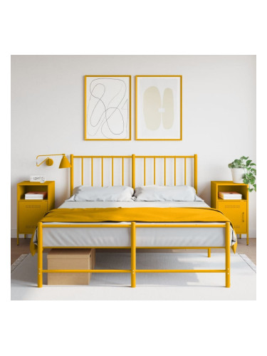 Sonata H Нощни шкафчета, 2 бр, горчица жълто, 36x39x68 см, стомана