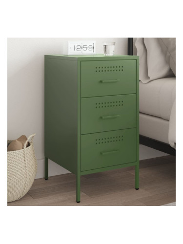 Sonata H Нощно шкафче, маслиненозелено, 36x39x68 см, стомана