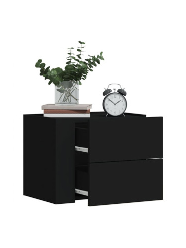 Sonata H Нощно шкафче за стенен монтаж, черно, 45x30x35 см