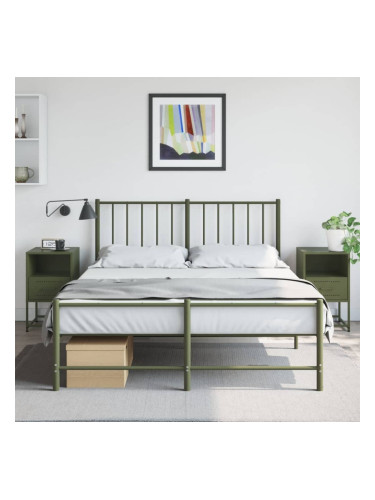 Sonata H Нощни шкафчета 2 бр маслиненозелени 36x39x60,5 см стомана