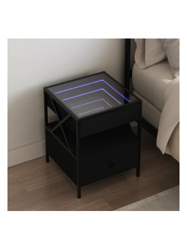 Sonata H Нощна масичка с Infinity LED черна 40x40x51 см