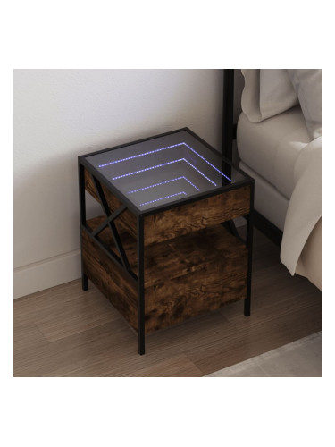 Sonata H Нощна масичка с Infinity LED опушен дъб 40x40x51 см