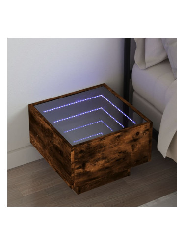 Sonata H Нощна масичка с Infinity LED, опушен дъб, 40x40x30 см