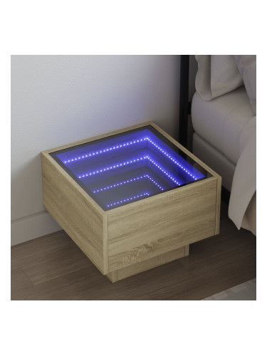 Sonata H Нощна масичка с Infinity LED сонома дъб 40x40x30 см