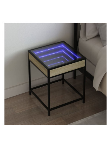 Sonata H Нощна масичка с Infinity LED сонома дъб 40x40x51 см