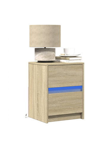Sonata H Нощно шкафче с LED осветление, дъб сонома, инженерно дърво