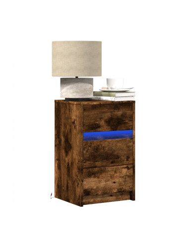 Sonata H Нощно шкафче с LED осветление, опушен дъб, инженерно дърво