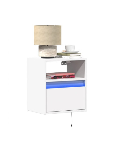 Sonata H Нощно шкафче за стена с LED осветление, бяло