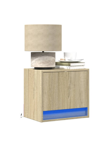 Sonata H Нощни шкафчета за стена с LED осветление, 2 бр, сонома дъб