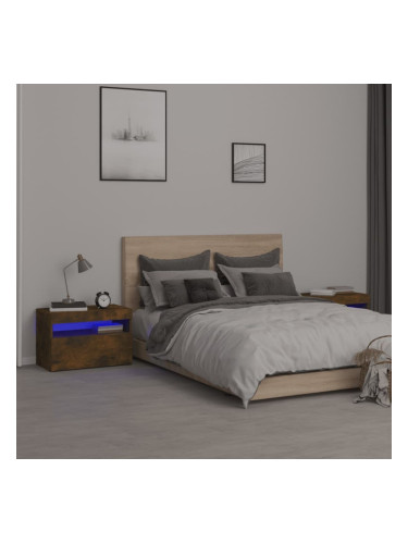 Sonata H Нощни шкафчета, 2 бр, с LED осветление, опушен дъб, 60x35x40 см