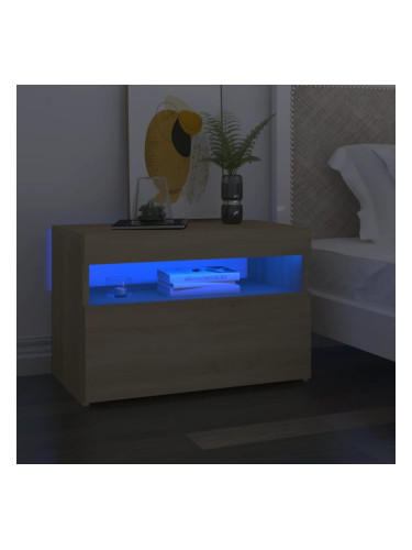 Sonata H Нощно шкафче с LED сонома дъб 60x35x40 см инженерно дърво