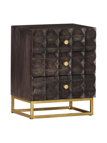 Sonata H Нощно шкафче, черно, 40х30х50 см, мангово дърво масив