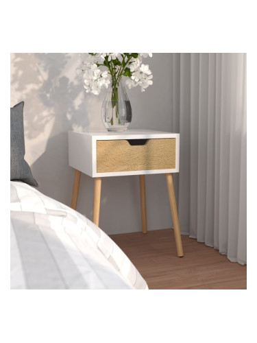 Sonata H Нощно шкафче, бяло и дъб сонома, 40x40x56 см, инженерно дърво