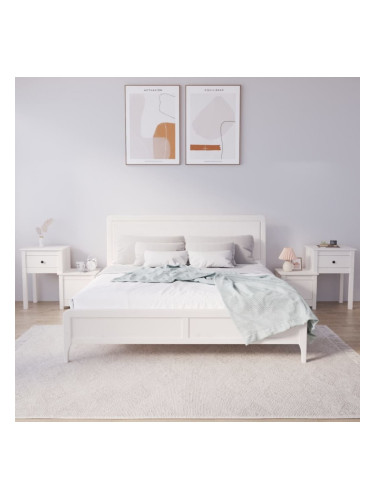 Sonata H Нощни шкафчета, 2 бр, бели, 79,5x38x65,5 см, борово дърво масив