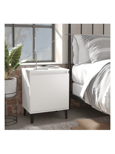 Sonata H Нощни шкафчета с метални крака, бели, 40x30x50 см