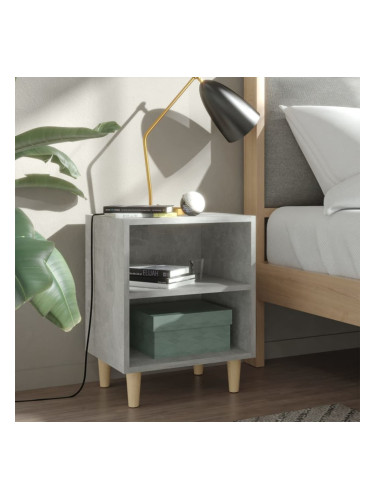 Sonata H Нощно шкафче с крака от дървен масив, бетонно сиво, 40x30x50 см