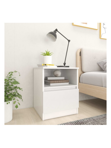 Sonata H Нощни шкафчета, 2 бр, бели, 40x40x50 см, инженерно дърво