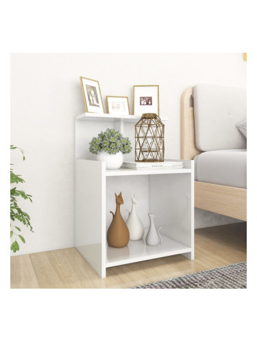 Sonata H Нощнo шкафче, бял гланц, 40x35x60 см, инженерно дърво