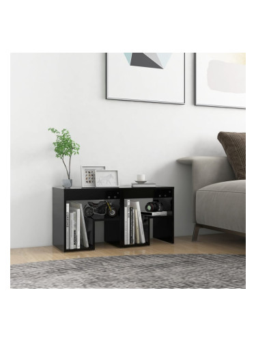 Sonata H Нощни шкафчета, 2 бр, черни, 40x30x40 см, инженерно дърво