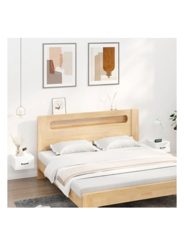 Sonata H Нощни шкафчета за стенен монтаж, 2 бр, бели, 35x35x20 см