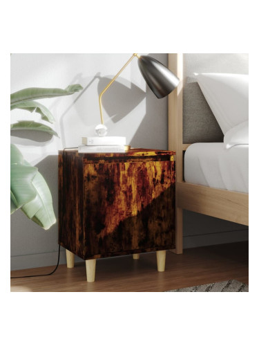 Sonata H Нощно шкафче с крака от масивно дърво, опушен дъб, 40x30x50 см