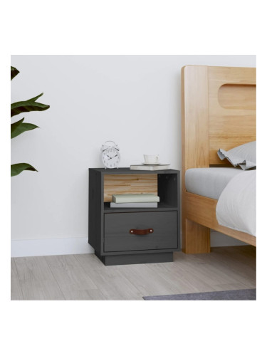 Sonata H Нощно шкафче, сиво, 40x34x45 см, борово дърво масив