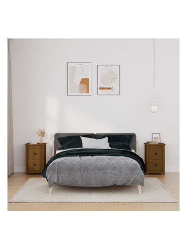 Sonata H Нощни шкафчета, 2 бр, меденокафяви, 40x35x61,5 см, бор масив