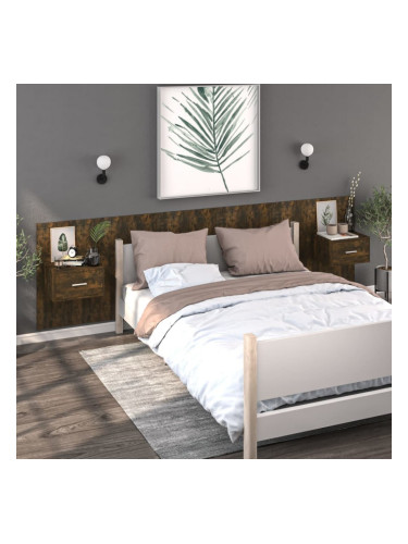 Sonata H Нощни шкафчета за стенен монтаж, 2 бр, опушен дъб