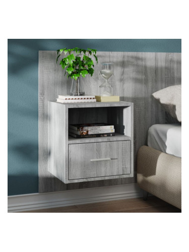 Sonata H Нощно шкафче за стенен монтаж, сив сонома
