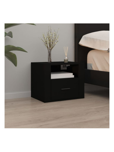 Sonata H Нощно шкафче за стенен монтаж, черно, 50x36x40 см