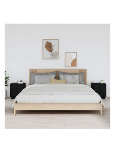 Sonata H Нощни шкафчета, 2 бр, черни, 40x34x45 см, борово дърво масив