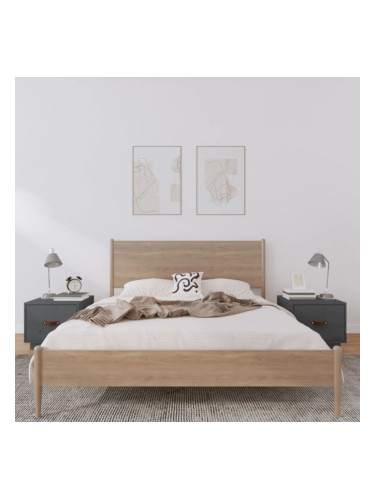 Sonata H Нощни шкафчета, 2 бр, сиви, 40x34x35 см, борово дърво масив