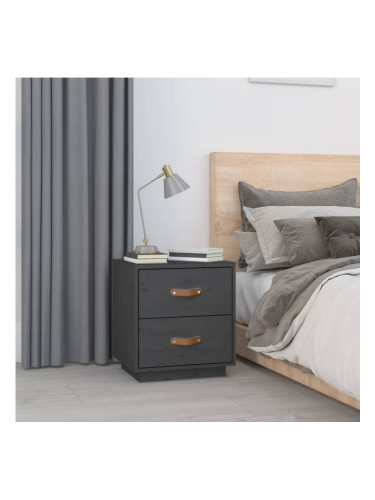 Sonata H Нощно шкафче, сиво, 40x34x45 см, борово дърво масив