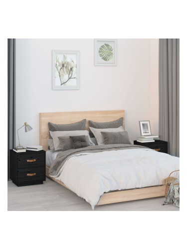 Sonata H Нощни шкафчета, 2 бр, черни, 40x34x45 см, борово дърво масив