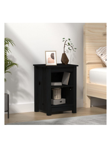 Sonata H Нощно шкафче, черно, 40x35x55 см, борово дърво масив