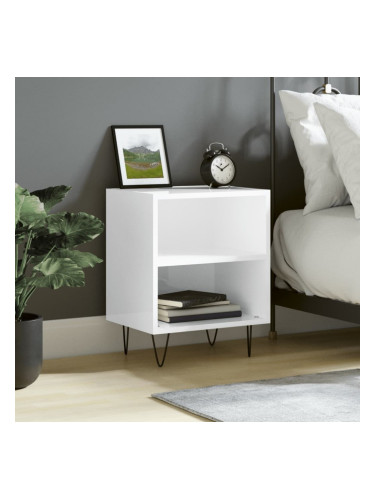 Sonata H Нощно шкафче бял гланц 40x30x50 см инженерно дърво