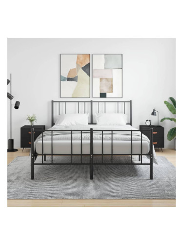 Sonata H Нощни шкафчета, 2 бр, черни, 40x35x47,5 см, инженерно дърво