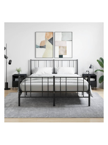 Sonata H Нощни шкафчета, 2 бр, черни, 40x35x47,5 см, инженерно дърво