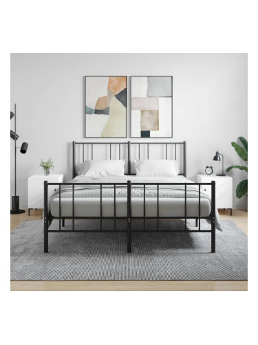 Sonata H Нощни шкафчета 2 бр бял гланц 40x40x50 см инженерно дърво