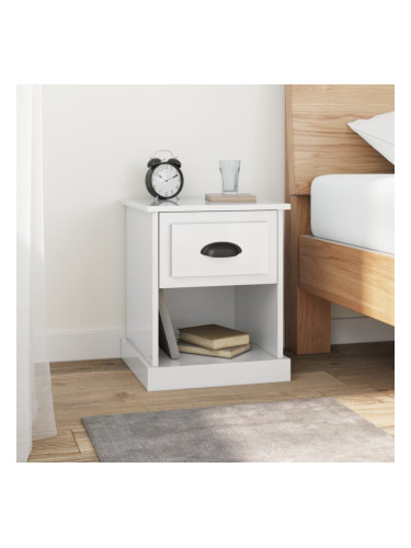 Sonata H Нощно шкафче, бял гланц, 39x39x47,5 см, инженерно дърво